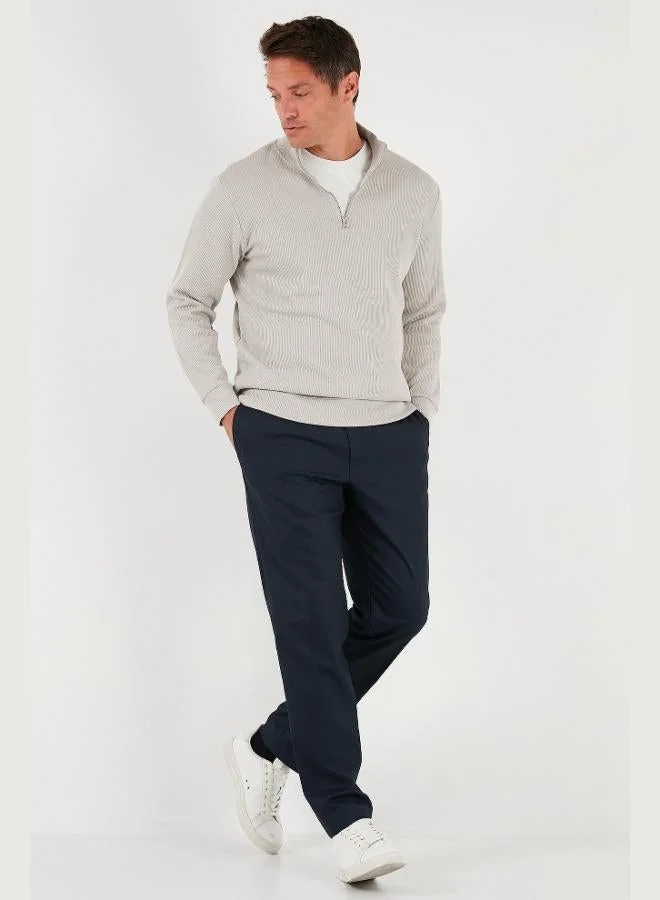 Buratti  Buratti Cotton Relaxed Fit Half Zippered Crew Neck Knitted Sweat Men's SWEAT 5901076 for Men | Best Price UAE