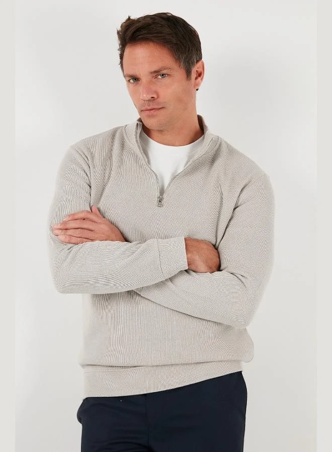 Buratti Cotton Relaxed Fit Half Zippered Crew Neck Knitted Sweat Men's SWEAT 5901076