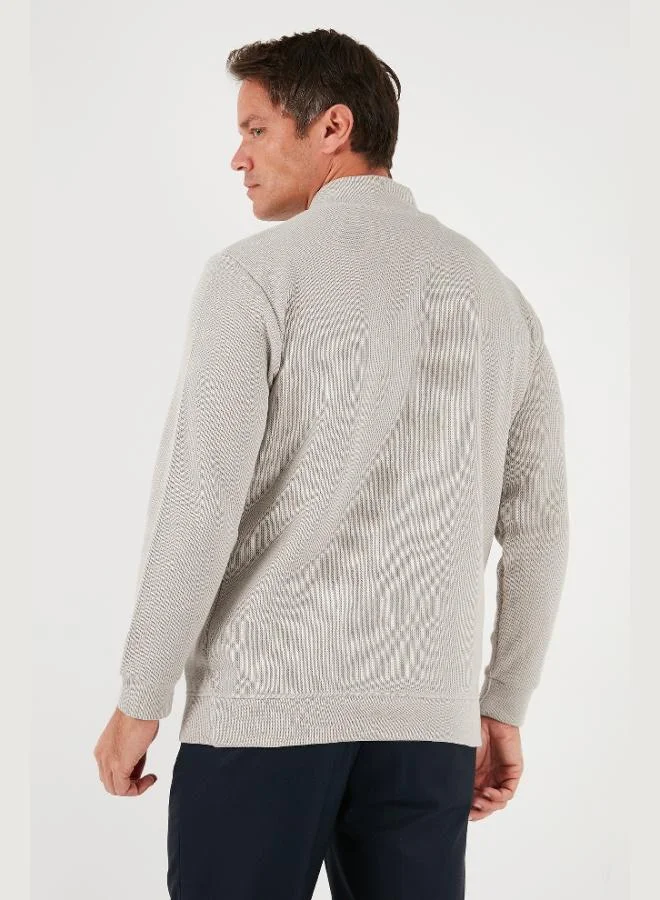 Buratti  Buratti Cotton Relaxed Fit Half Zippered Crew Neck Knitted Sweat Men's SWEAT 5901076 for Men | Best Price UAE