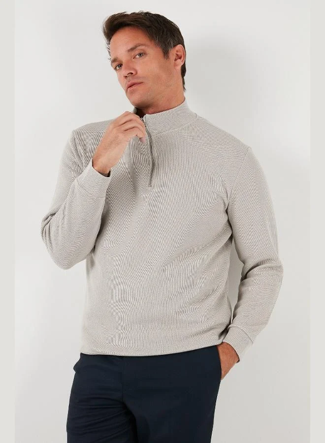 Buratti  Buratti Cotton Relaxed Fit Half Zippered Crew Neck Knitted Sweat Men's SWEAT 5901076 for Men | Best Price UAE