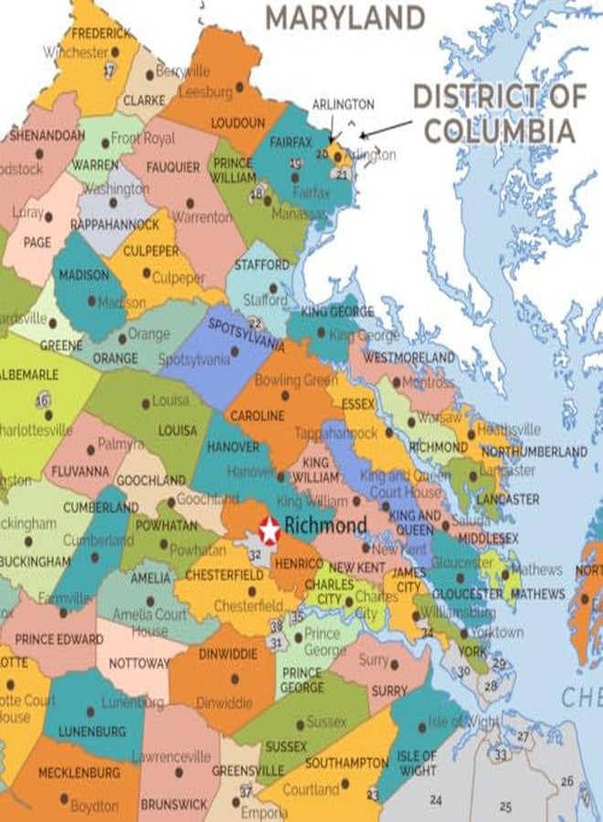 MapSherpa Virginia Counties Map - Poster - 21 x 39 inches - Front Lamination - Image 2