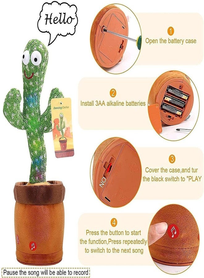 ZODAN Dancing Cactus Toy for Kids (1 Year Warranty) Talking Singing Children Baby Plush Electronic Toys Voice Recording Repeats What You Say LED Lights - Image 3
