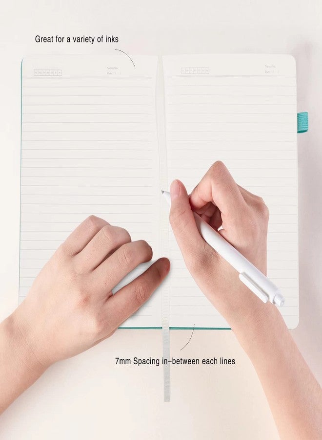 Deziliao Lined Journal Notebooks with Pen Loop, Hardcover Notebook Journal for Work, 100Gsm Premium Thick Paper with Inner Pocket, Medium 5.7"x8.4", （Cyan, Ruled） - Image 5