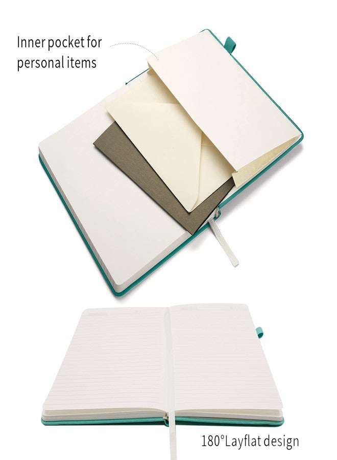 Deziliao Lined Journal Notebooks with Pen Loop, Hardcover Notebook Journal for Work, 100Gsm Premium Thick Paper with Inner Pocket, Medium 5.7"x8.4", （Cyan, Ruled） - Image 3
