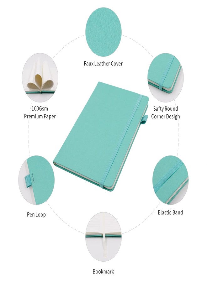 Deziliao Lined Journal Notebooks with Pen Loop, Hardcover Notebook Journal for Work, 100Gsm Premium Thick Paper with Inner Pocket, Medium 5.7"x8.4", （Cyan, Ruled） - Image 2