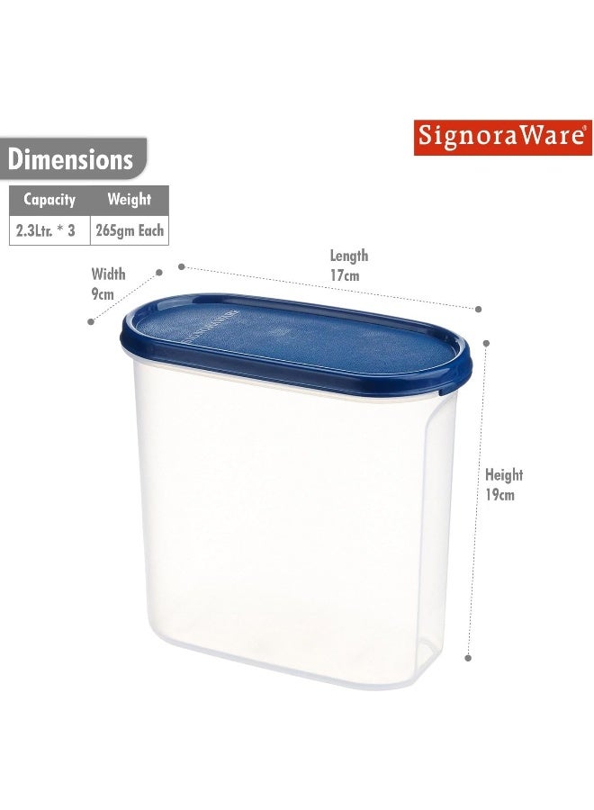 Signoraware Modular Oval No.3 Plastic Container Set 1.7 Litres Set of 3 Mod Blue - Image 2