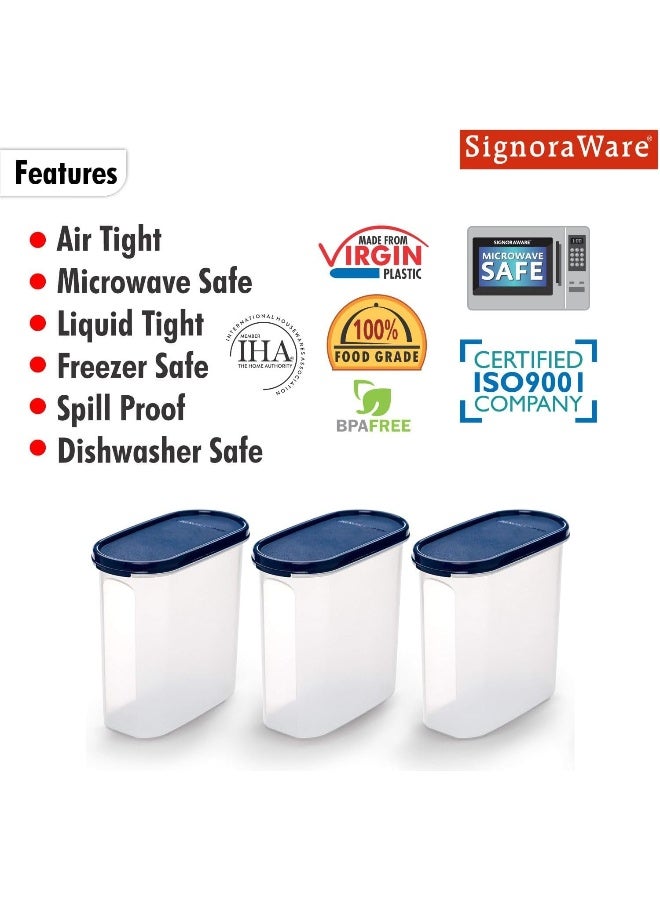 Signoraware Modular Oval No.3 Plastic Container Set 1.7 Litres Set of 3 Mod Blue - Image 4
