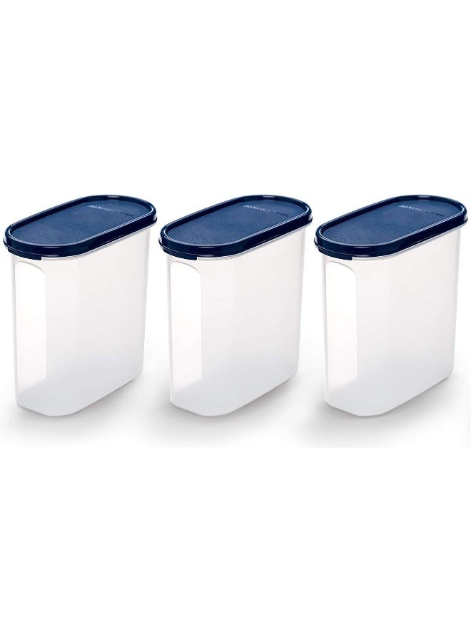 Signoraware Modular Oval No.3 Plastic Container Set 1.7 Litres Set of 3 Mod Blue - Image 1