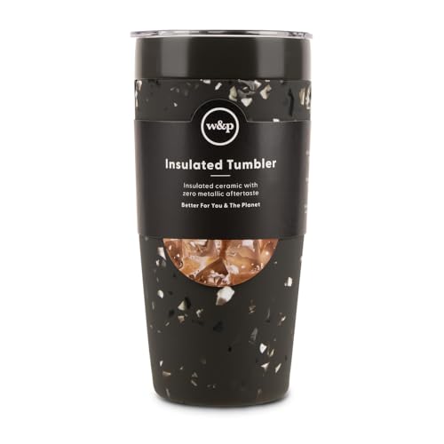 WP كوب وبي بورتير المعزول 20 أونصة | بدون طعم معدني بعدي، مطلي بالسيراميك للماء، القهوة، والشاي | فم واسع معزول بالفراغ | آمن في غسالة الصحون، رمادي تيرازو - Image 1