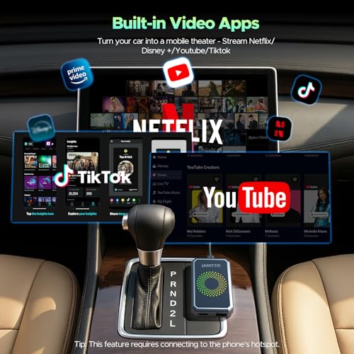 LAMTTO 3-in-1 Wireless Carplay Android Auto Adapter Built-in Net-Flix YouTube Tiktok Apps Magic Box Video Player with 5.8GHz WiFi USB Drive Convert Wired to Wireless for OEM CarPlay Cars (2016-2024) - Image 3