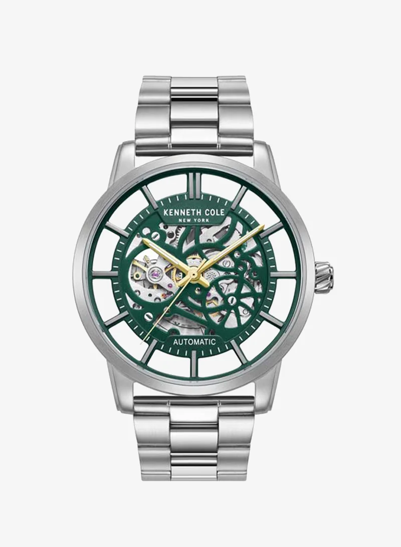 كينيث كول نيو يورك Modern Classic Green Dial Stainless Steel Bracelet Automatic Watch for Men