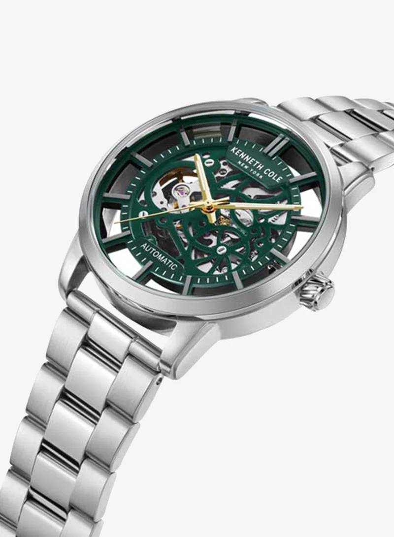 كينيث كول نيو يورك Modern Classic Green Dial Stainless Steel Bracelet Automatic Watch for Men