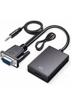 LIXES VGA to HDMI Adapter – VGA Male to HDMI Female Converter with 3.5mm Audio Jack, Full HD 1080P for Connecting Monitor, PC, Laptop, Desktop, HDTV, Projector, DVD – Office & Meeting Use  - Image 1