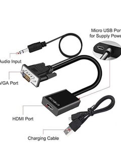 LIXES VGA to HDMI Adapter – VGA Male to HDMI Female Converter with 3.5mm Audio Jack, Full HD 1080P for Connecting Monitor, PC, Laptop, Desktop, HDTV, Projector, DVD – Office & Meeting Use  - Image 2