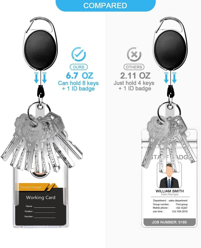 Teskyer 2-Pack Badge Holder Retractable Clip, Heavy-Duty Badge Reel with 6.7oz Load Capacity, Clear Vertical Hard ID Card Badge Holders for Work Office Nurse Teacher Student - Image 2