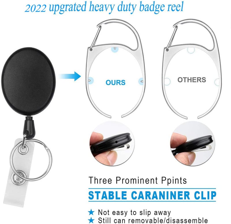 Teskyer 2-Pack Badge Holder Retractable Clip, Heavy-Duty Badge Reel with 6.7oz Load Capacity, Clear Vertical Hard ID Card Badge Holders for Work Office Nurse Teacher Student - Image 5