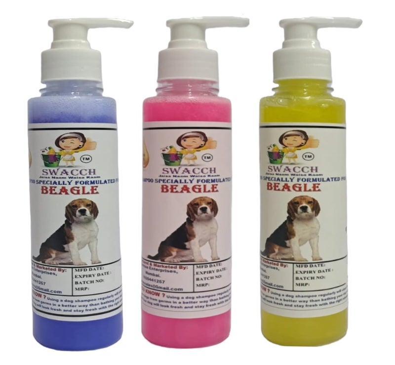 SWACCH Premium Shampoo for Beagle (200ML)(Combo Pack of 3) Lavender, Rose & Lemon - Image 1