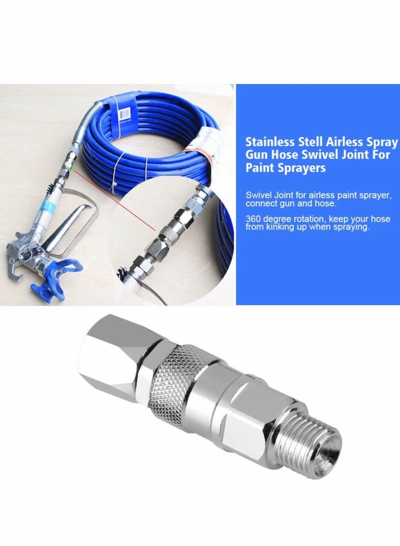 KASTWAVE Sprayer Swivel Joint, 1/4 Inch Stainless Steel Airless High Pressure Spray Gun Hose Swivel Connector Accessories, High Pressure Painting Supplies, Swivel Fittings for Paint Sprayers and Hose - Image 2