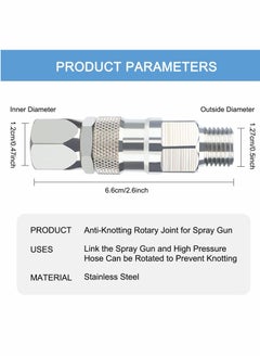 KASTWAVE Sprayer Swivel Joint, 1/4 Inch Stainless Steel Airless High Pressure Spray Gun Hose Swivel Connector Accessories, High Pressure Painting Supplies, Swivel Fittings for Paint Sprayers and Hose  - Image 4