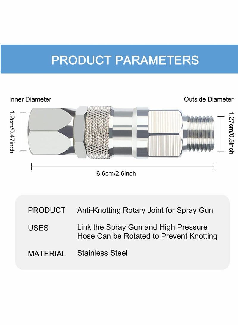 KASTWAVE Sprayer Swivel Joint, 1/4 Inch Stainless Steel Airless High Pressure Spray Gun Hose Swivel Connector Accessories, High Pressure Painting Supplies, Swivel Fittings for Paint Sprayers and Hose - Image 4