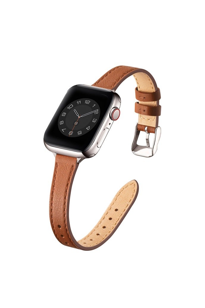 Slim Leather Bands Compatible with Apple Watch Band 38mm/40mm/41mm, Top Grain Leather Watch Thin Wristband - Image 1