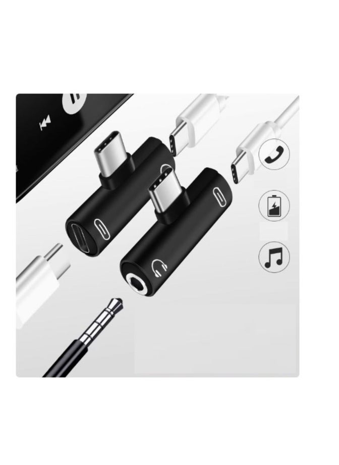 Generic - Type-c Headphone Adapter One to One Type-c Charging Port and 3.5mm Female Port for Fast Charging Mobile Phone and Listening to Music - Black - Image 1
