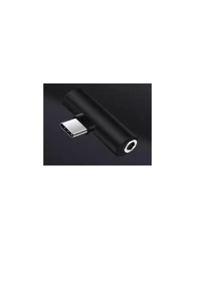 Generic - Type-c Headphone Adapter One to One Type-c Charging Port and 3.5mm Female Port for Fast Charging Mobile Phone and Listening to Music - Black - Image 1