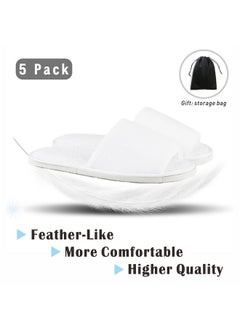 KHC-KHF Spa Slipper 5 Pairs Of White Velvet Open Toe Slippers With Travel Bags Slippers Unisex For Guest Women Men For Spa Party Guest Hotel Travel Washable  - Image 3