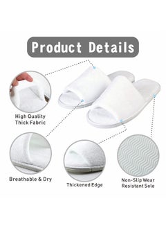 KHC-KHF Spa Slipper 5 Pairs Of White Velvet Open Toe Slippers With Travel Bags Slippers Unisex For Guest Women Men For Spa Party Guest Hotel Travel Washable  - Image 4