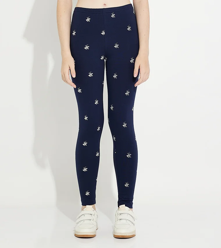 Logo Printed Elastic Waist Leggings