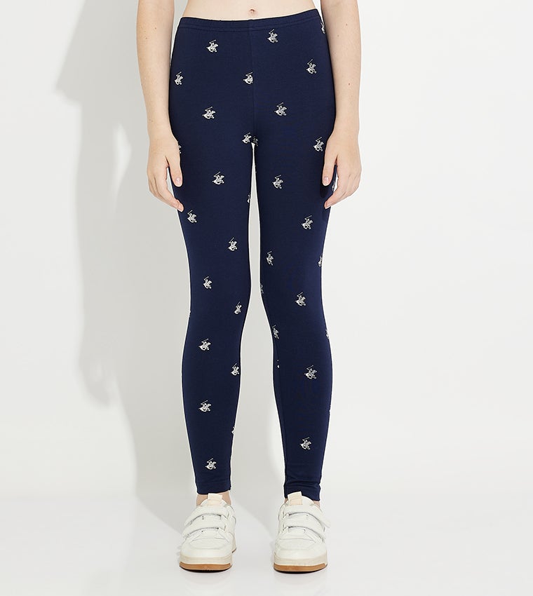 BEVERLY HILLS POLO CLUB Logo Printed Elastic Waist Leggings