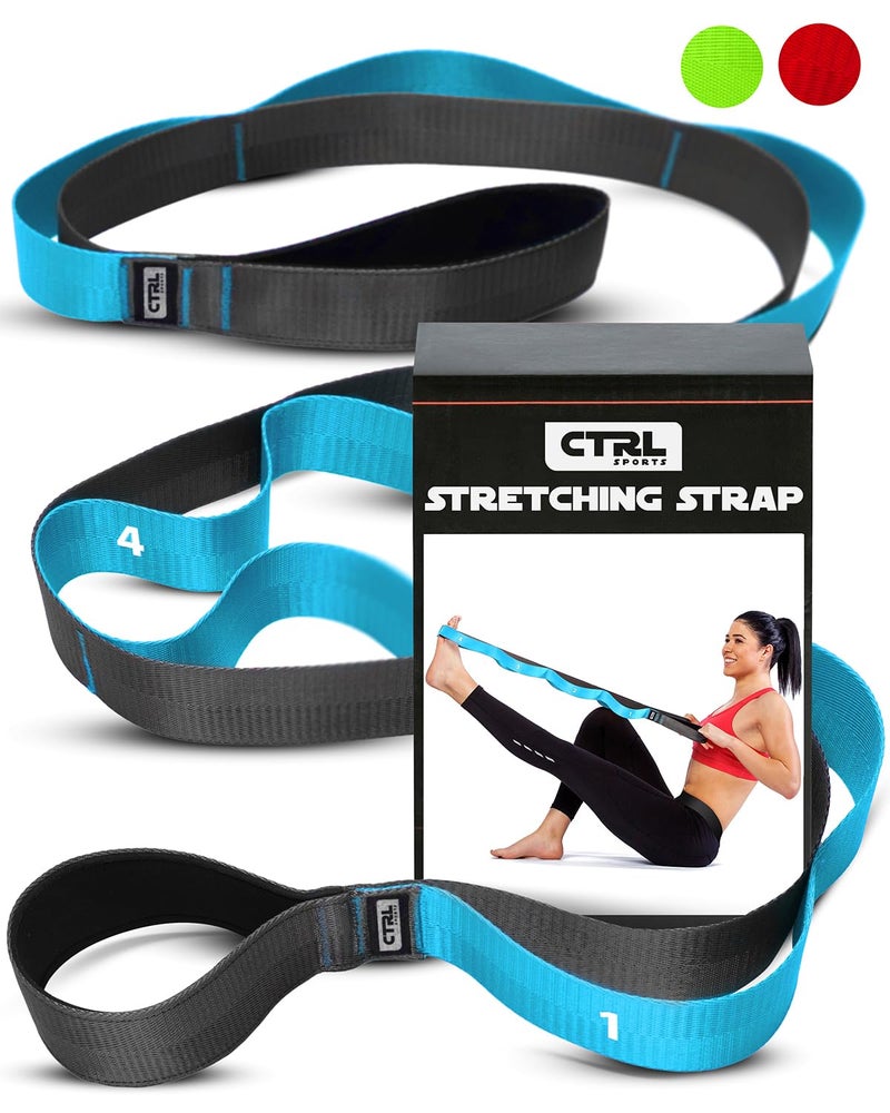 CTRL SPORTS Stretching Strap with Loops - Non Elastic Stretch Band for Physical Therapy, Yoga Strap for Stretching Equipment, Stretch Bands for Exercise and Flexibility - Fascia, Hamstring & Leg Stretcher Belt - Image 1