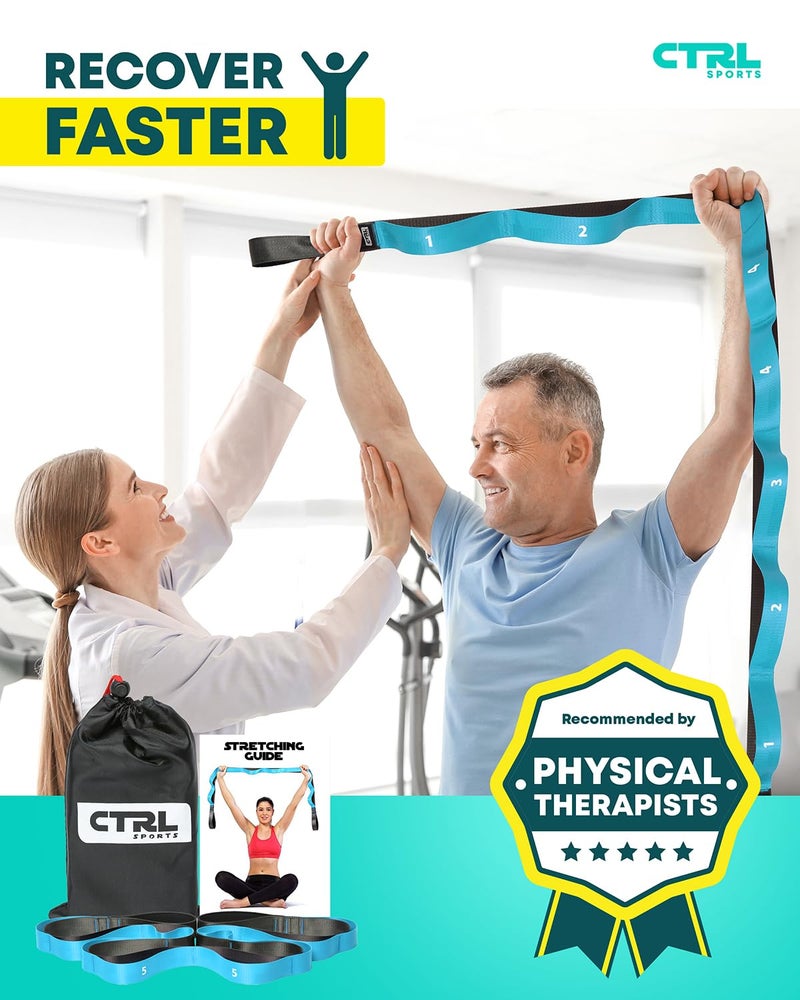 CTRL SPORTS Stretching Strap with Loops - Non Elastic Stretch Band for Physical Therapy, Yoga Strap for Stretching Equipment, Stretch Bands for Exercise and Flexibility - Fascia, Hamstring & Leg Stretcher Belt - Image 5