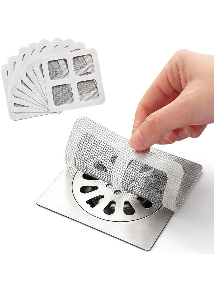 Hugifts 30 Pcs Disposable Shower Drain Hair Catcher Stickers, Self‑Adhesive Fiberglass Mesh Drain Sticker, Trap Hair & Pet Debris for Shower Bathtub Sink Washing Machine Drain - Image 1