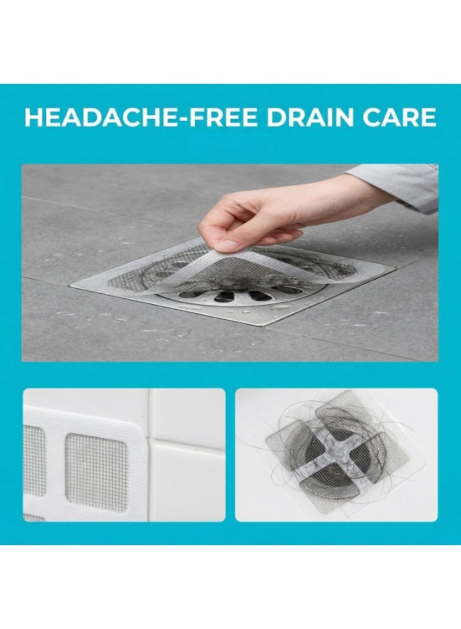 Hugifts 30 Pcs Disposable Shower Drain Hair Catcher Stickers, Self‑Adhesive Fiberglass Mesh Drain Sticker, Trap Hair & Pet Debris for Shower Bathtub Sink Washing Machine Drain - Image 3