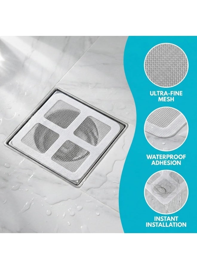 Hugifts 30 Pcs Disposable Shower Drain Hair Catcher Stickers, Self‑Adhesive Fiberglass Mesh Drain Sticker, Trap Hair & Pet Debris for Shower Bathtub Sink Washing Machine Drain - Image 2