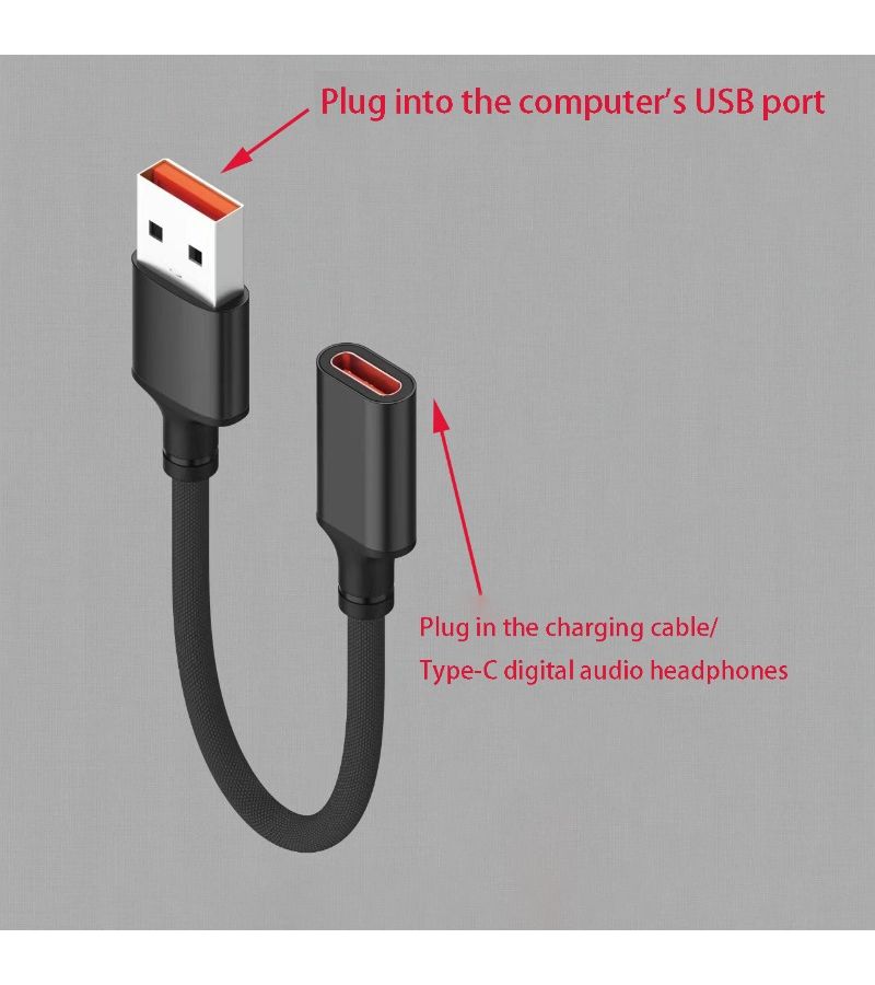 Black USB to Type C Adapter with PD Fast Charging Data and Audio Support - Image 2