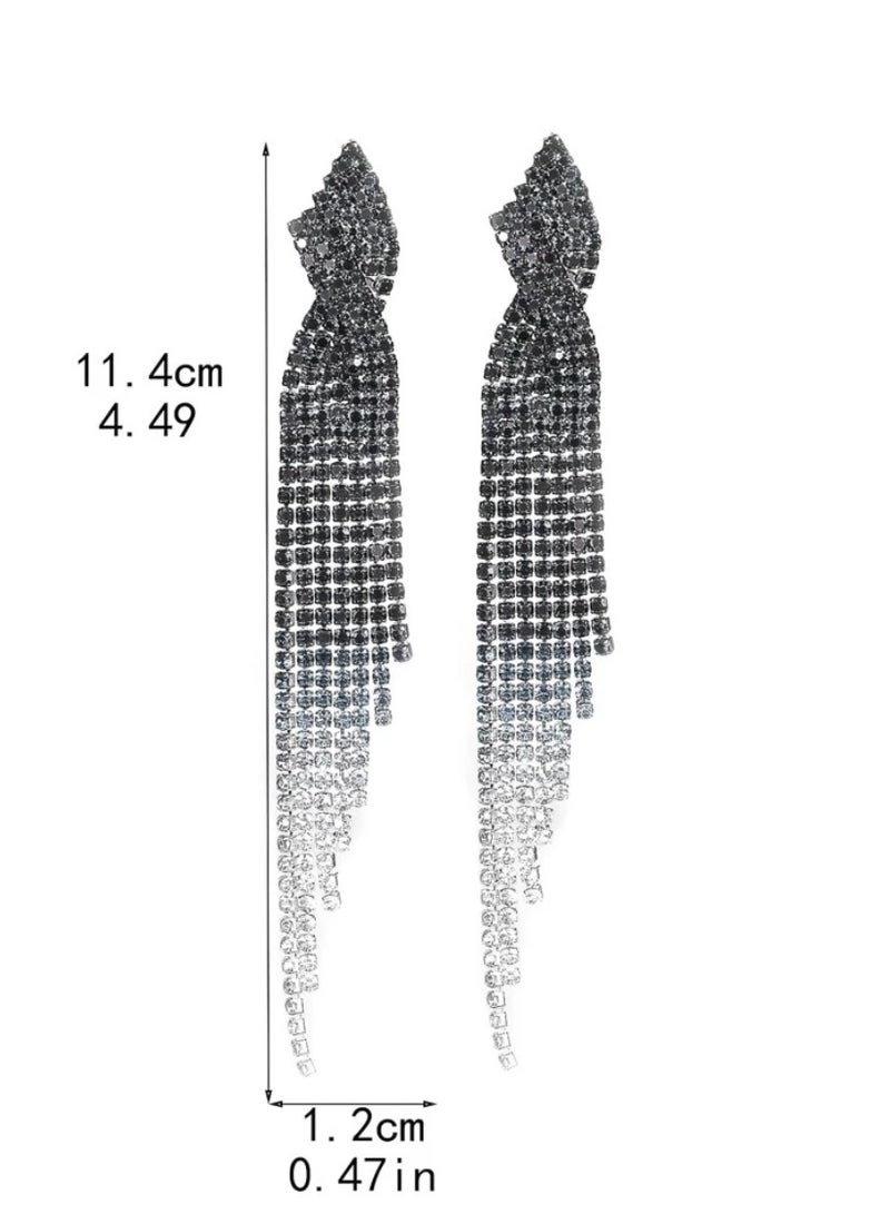 إيكوال حلق أذن نسائي طويل انيق وعصري مرصع بالزركون - Image 5