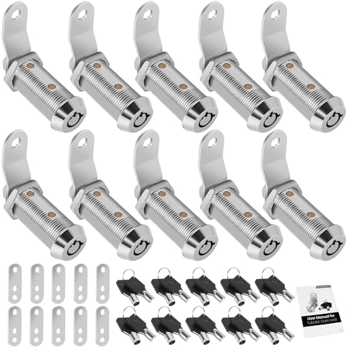 Cylinnda 10Pack Cabinet Lock with Keys 112 RV Storage Locks Keyed Alike RV Locks for Storage Door Camper Toolbox RV Cam Locks with Manual Chrome 10 Pack 112 Inch - Image 1