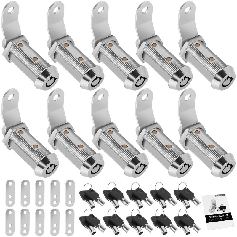 Cylinnda 10Pack Cabinet Lock with Keys 112 RV Storage Locks Keyed Alike RV Locks for Storage Door Camper Toolbox RV Cam Locks with Manual Chrome 10 Pack 112 Inch - Image 2