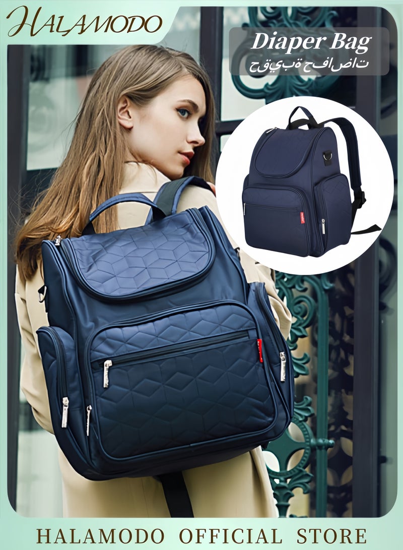 HALAMODO Baby Diaper Bag Large Capacity Backpack with 2 Large Side Pockets Lightweight Multifunctional Travel Bag Diaper Pads Cart Straps Mummy Bag Fashionable Backpack Water Resistent Backpack for Boys & Girl - Image 1