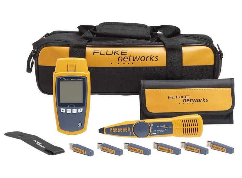 Fluke Networks - 5018513 MS-POE-KIT MicroScanner Copper Cable Verifier & PoE tester for RJ-45 Category 5-6A Ethernet Cables, Includes IntelliTone Pro 200 & Remote ID Kit - Image 1