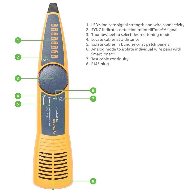 Fluke Networks - 5018513 MS-POE-KIT MicroScanner Copper Cable Verifier & PoE tester for RJ-45 Category 5-6A Ethernet Cables, Includes IntelliTone Pro 200 & Remote ID Kit - Image 3