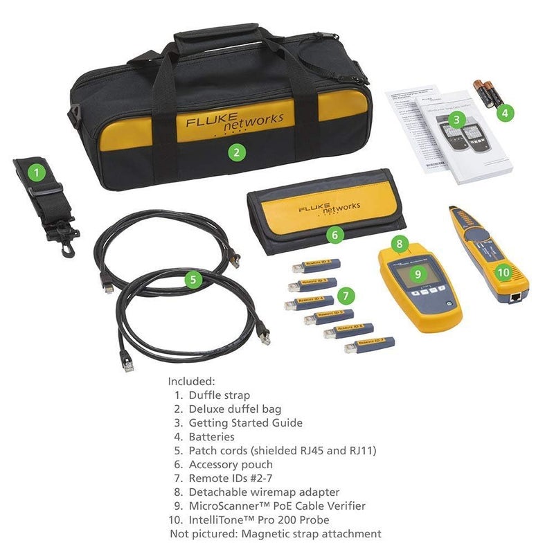 Fluke Networks - 5018513 MS-POE-KIT MicroScanner Copper Cable Verifier & PoE tester for RJ-45 Category 5-6A Ethernet Cables, Includes IntelliTone Pro 200 & Remote ID Kit - Image 4