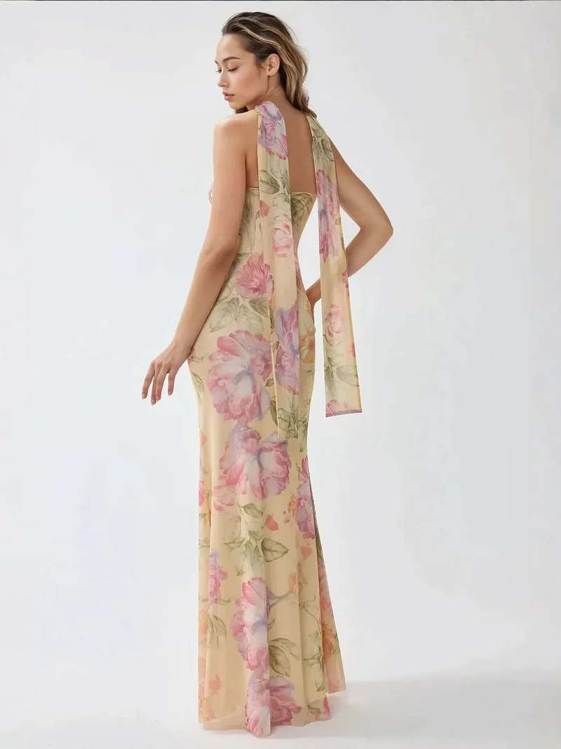 HICCUP Strapless Flowering Bodycon Maxi Dress