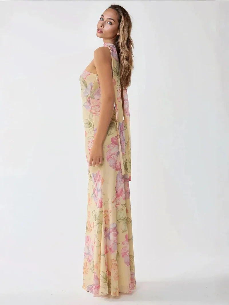 HICCUP Strapless Flowering Bodycon Maxi Dress