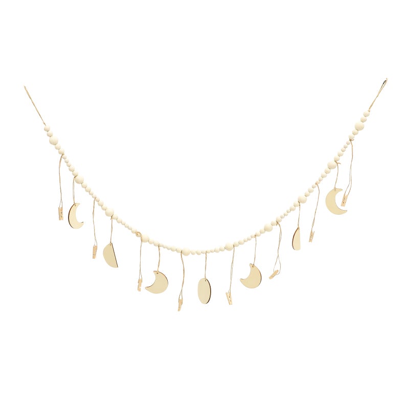 Hanging Photo Display Beaded Garland Photo Holder Hanging Photo Display with Clips - Image 1