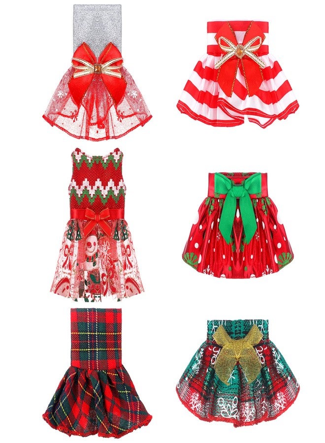 Zhanmai 6 Pieces Christmas Doll Skirts Set Accessories Doll Dress for Xmas Clothes Christmas Clothing Costume Accessories, 6 Style(Classic) - Image 1