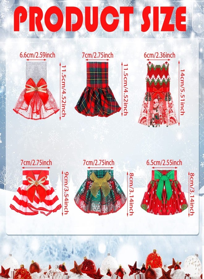 Zhanmai 6 Pieces Christmas Doll Skirts Set Accessories Doll Dress for Xmas Clothes Christmas Clothing Costume Accessories, 6 Style(Classic) - Image 3