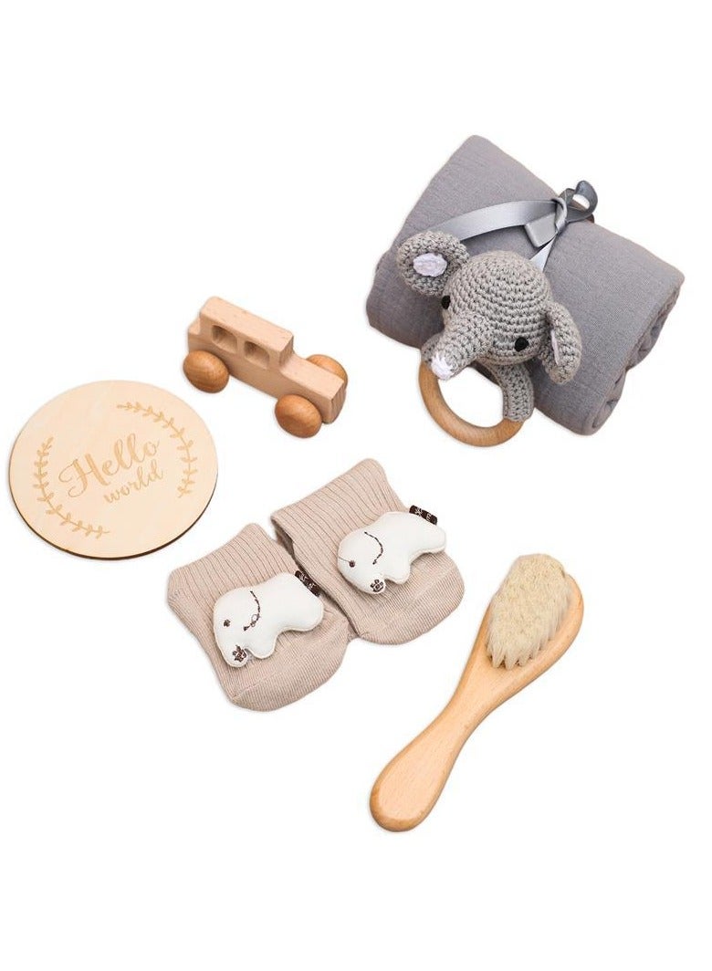 Gonice Baby Gift Set for Newborn, Baby Shower Gifts for Boys & Girls - 6 PCS Newborn Baby Essentials Baby Bath Set with Baby Blanket Baby Rattle - New Born Baby Girls Gift & Baby Boy Gifts - Image 4